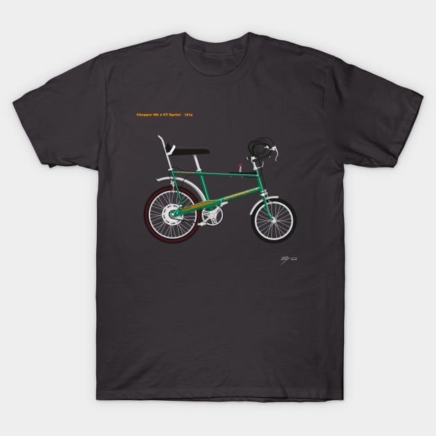 Raleigh Chopper Mk 2 GT Sprint, Flamboyant Green, 1974 T-Shirt by Tunstall